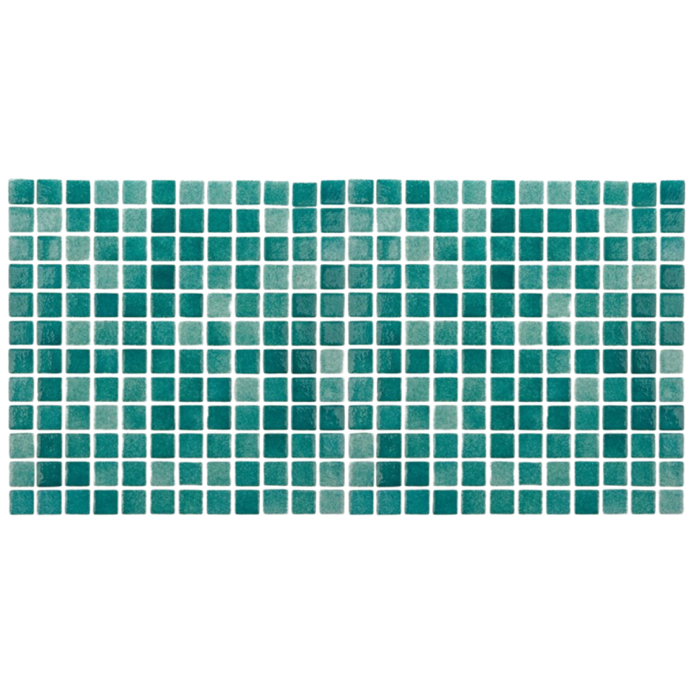 Mozaic sticla Niebla Verde Turquesa, suport polybond, 2.5x2.5 cm, cutie 2mp