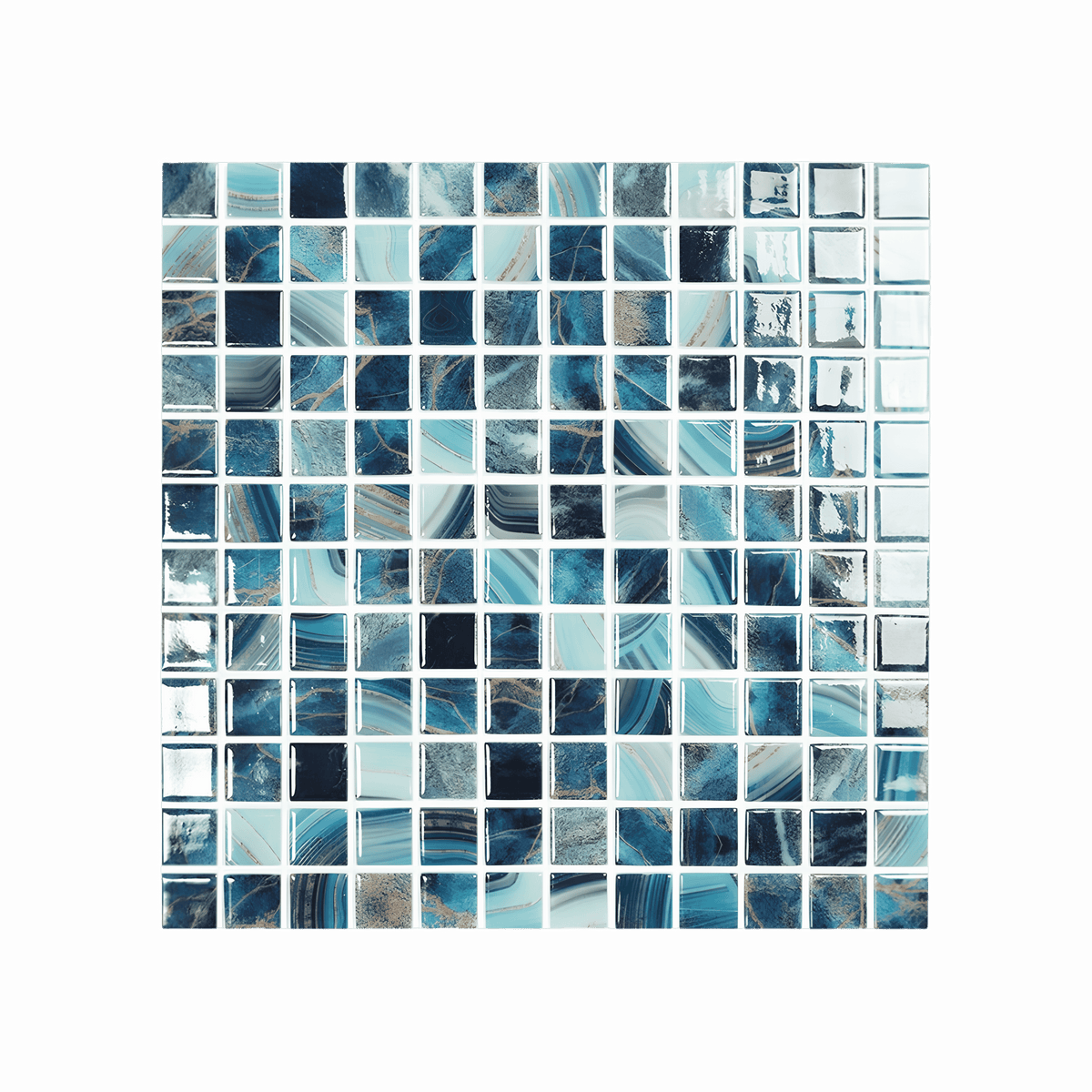 Mozaic piscina sticla Nature Royal, suport polybond, 2.5x2.5 cm, cutie 2mp