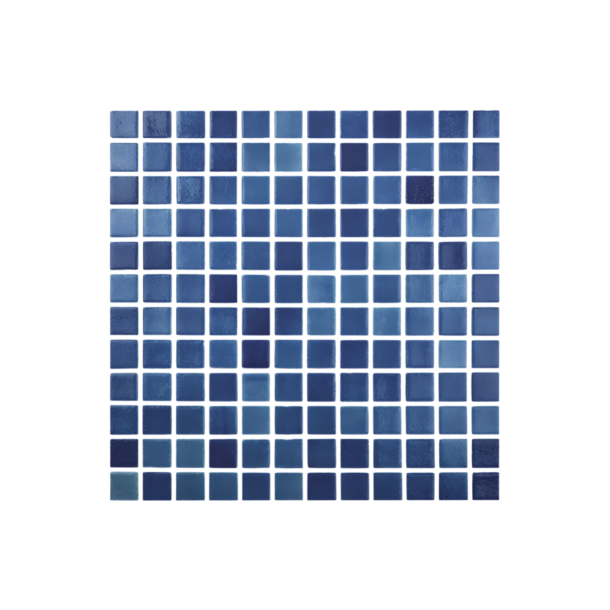 Mozaic piscina sticla Niebla Albastru Marino, suport polybond, 2.5x2.5 cm, cutie 2mp