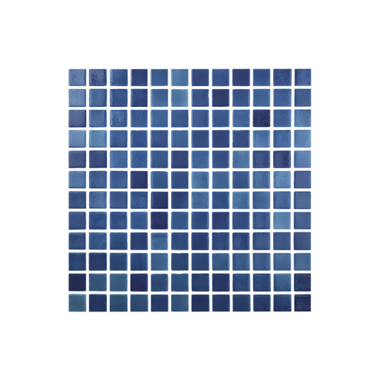 Mozaic piscina sticla Niebla Albastru Marino, suport polybond, 2.5x2.5 cm, cutie 2mp