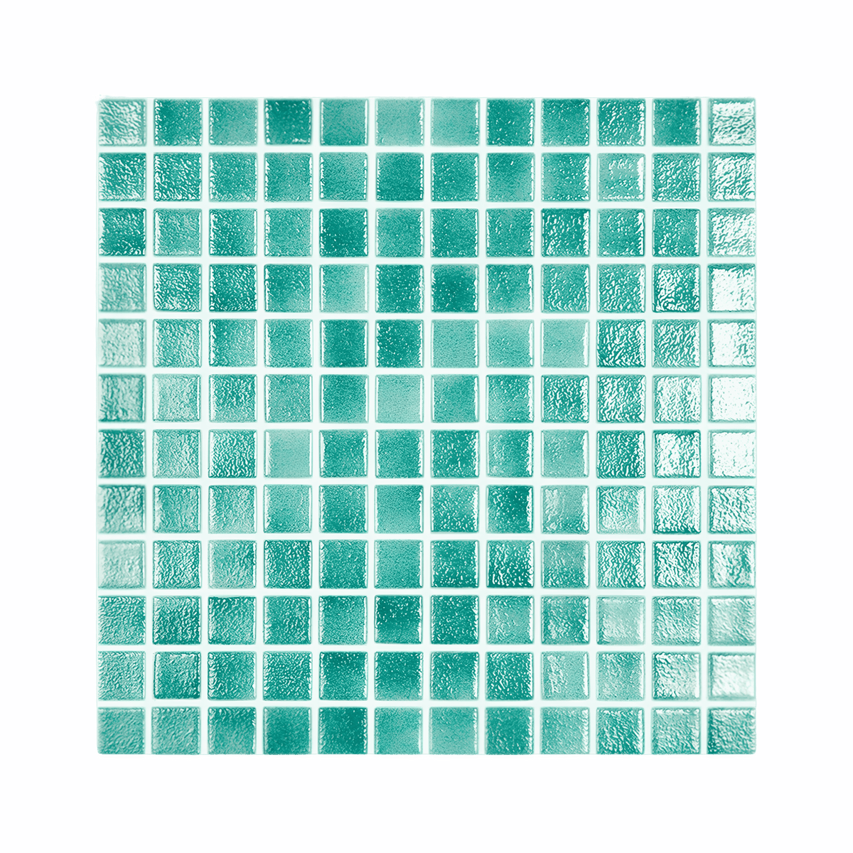 Mozaic piscina sticla Niebla Turquesa, suport polybond, 2.5x2.5 cm, cutie 2mp