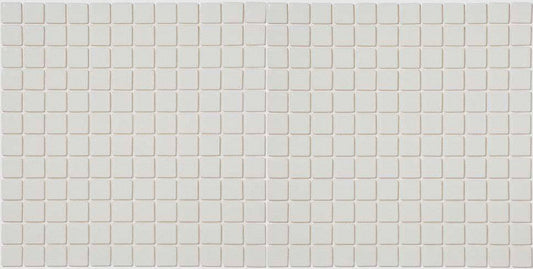 Mozaic piscina sticla Claro alb, suport polybond, 2.5x2.5 cm, cutie 2mp